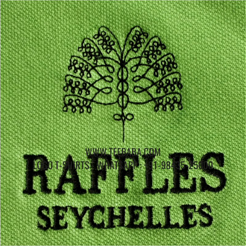 Logo Embroidery Collar Polo T-Shirt - 100% Cotton - 240 GSM Thick Pique Airtex Fabric - Parrot Green - Raffles Seychelles