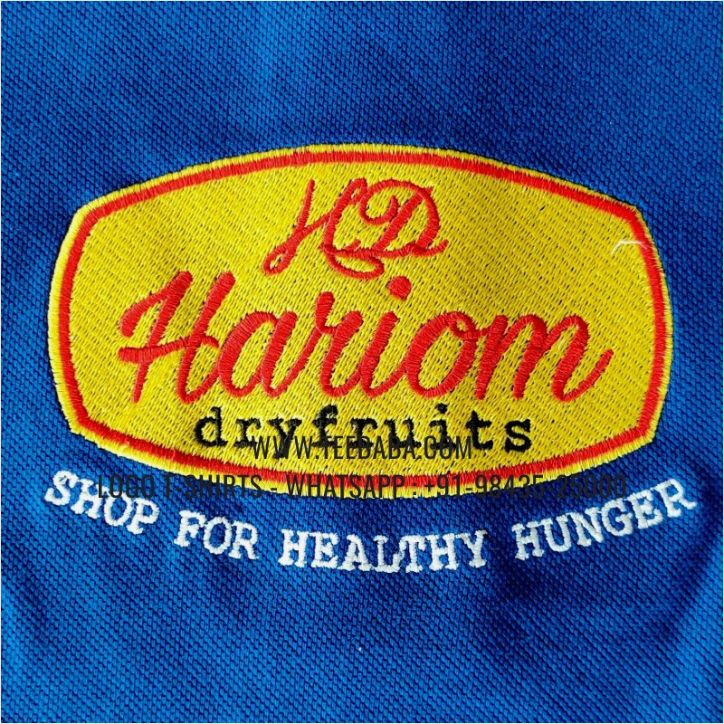 Logo Embroidery Collar Polo T-Shirt - 100% Cotton - 240 GSM Thick Pique Airtex Fabric - Royal Blue - Hari Om Dry Fruits