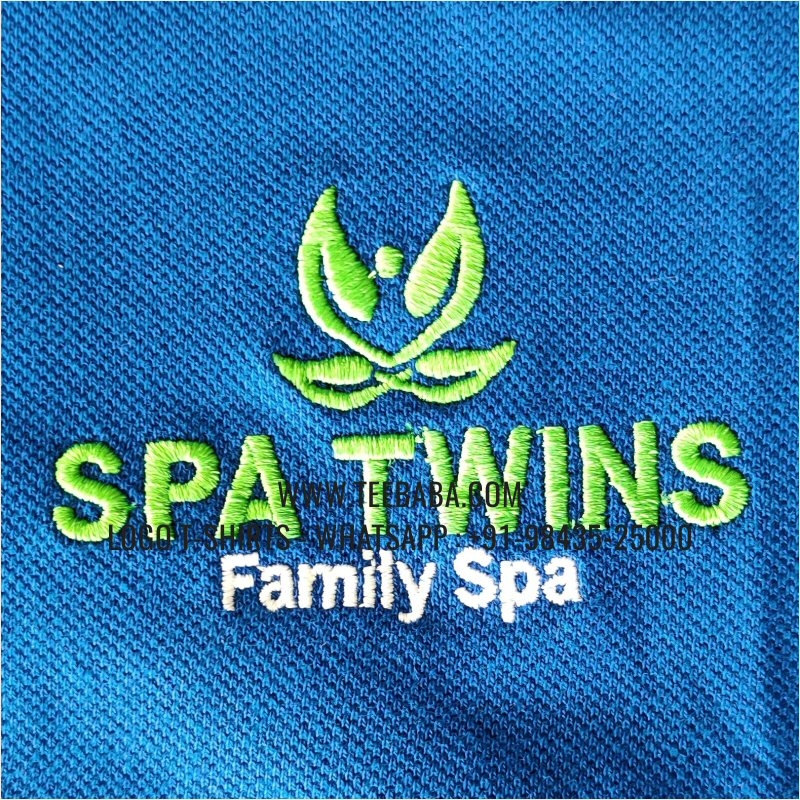 Logo Embroidery Collar Polo T-Shirt - 100% Cotton - 240 GSM Thick Pique Airtex Fabric - Royal Blue - Spa Twins