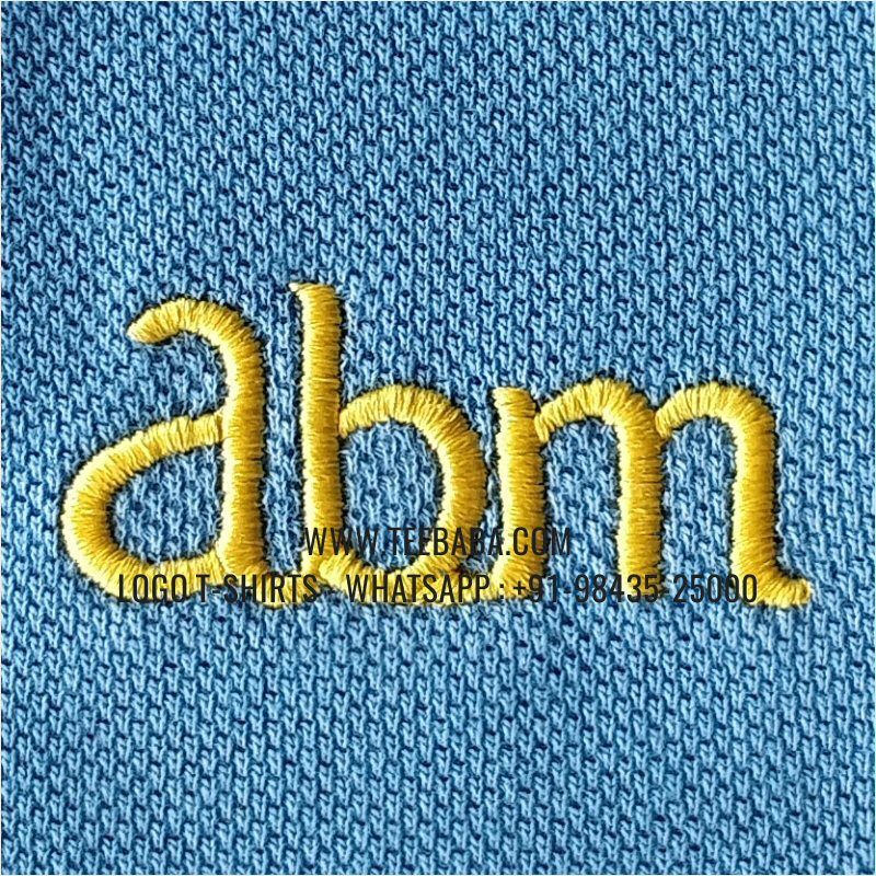 Logo Embroidery Collar Polo T-Shirt - 100% Cotton - 240 GSM Thick Pique Airtex Fabric - Sky Blue - ABM
