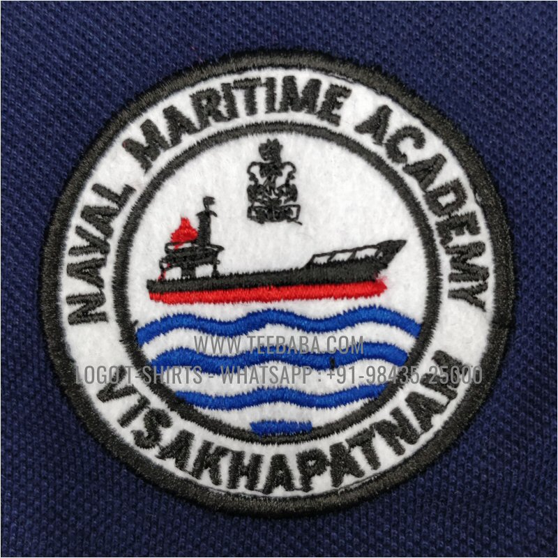 Logo Embroidery Collar Polo T-Shirt - 100% Cotton - 240 GSM Thick Pique Aitex Fabric - Navy - Naval Maritime Academy