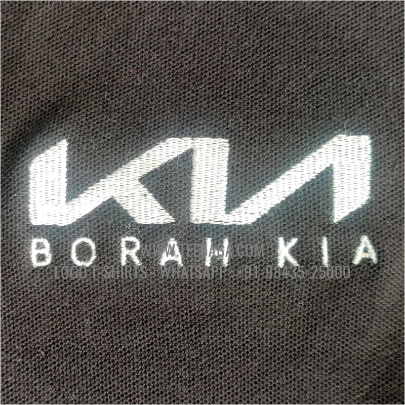 Logo Embroidery Collar Polo T-Shirt - 100% Cotton - 280 GSM Thick Pique 2 Ply Fabric - Black - Borah Kia