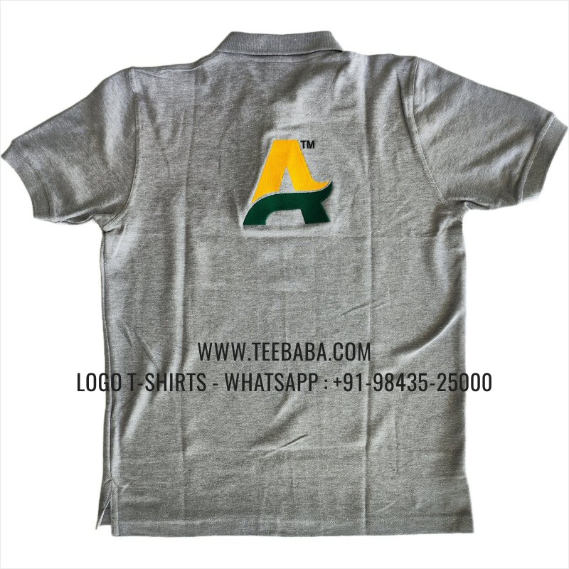 Logo Embroidery Collar Polo T-Shirt - 100% Cotton - 280 GSM Thick Pique 2 Ply Fabric - Grey Melange - Accolade International