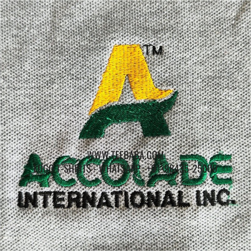 Logo Embroidery Collar Polo T-Shirt - 100% Cotton - 280 GSM Thick Pique 2 Ply Fabric - Grey Melange - Accolade International
