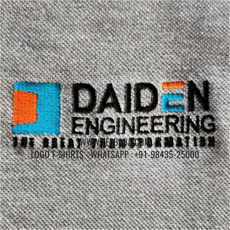 Logo Embroidery Collar Polo T-Shirt - 100% Cotton - 280 GSM Thick Pique 2 Ply Fabric - Grey Melange - Daiden