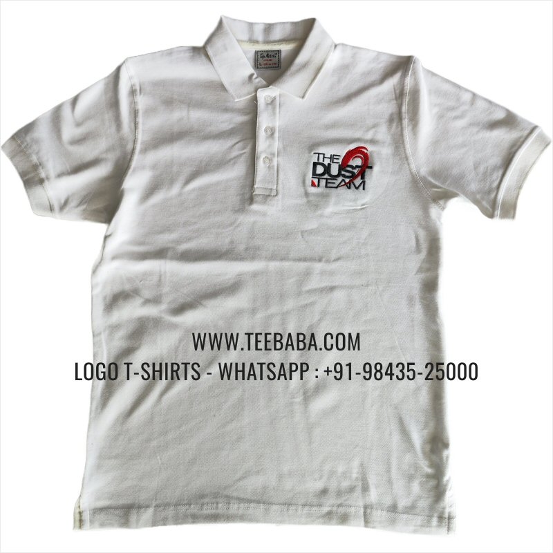 Logo Embroidery Collar Polo T-Shirt - 100% Cotton - 280 GSM Thick Pique 2 Ply Fabric - White