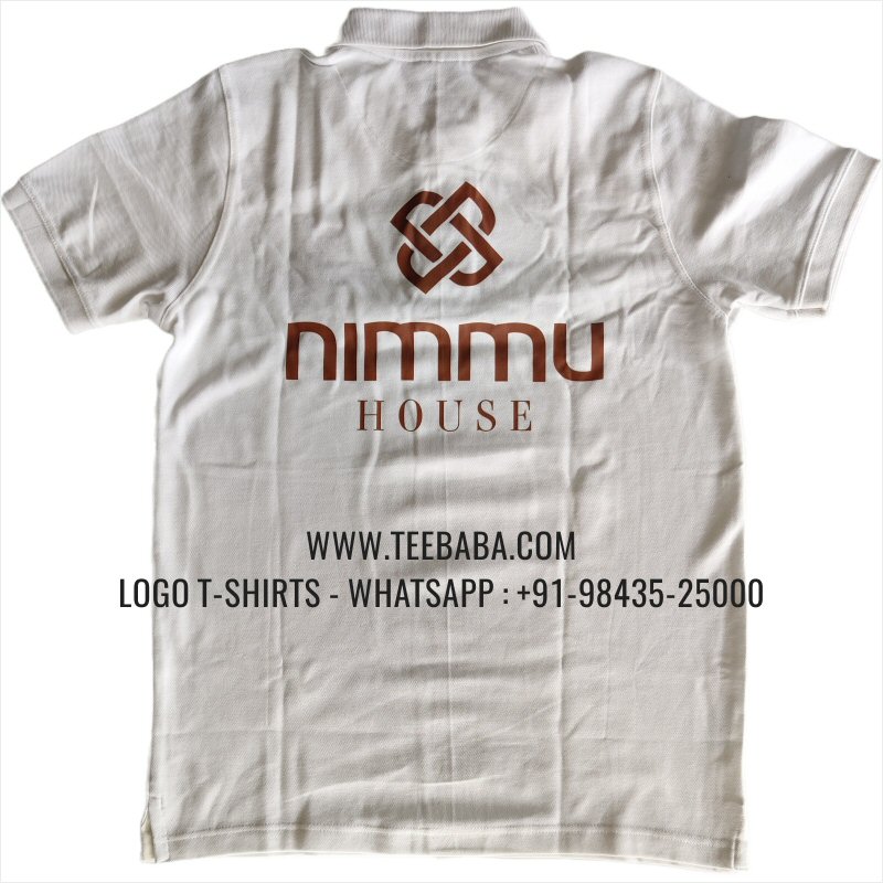 Logo Embroidery Collar Polo T-Shirt - 100% Cotton - 280 GSM Thick Pique 2 Ply Fabric - White - Nimmu House