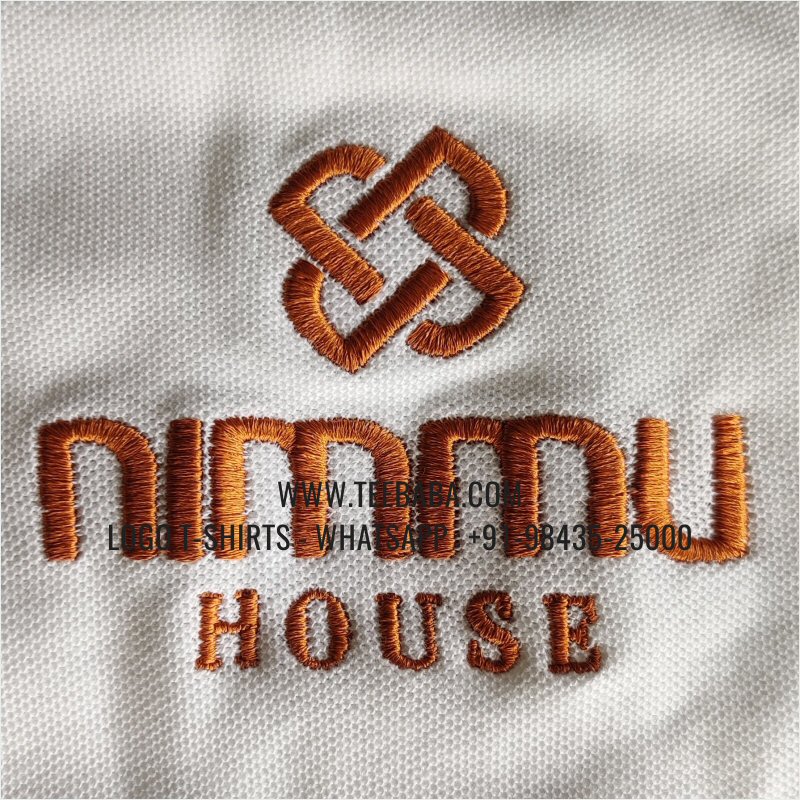 Logo Embroidery Collar Polo T-Shirt - 100% Cotton - 280 GSM Thick Pique 2 Ply Fabric - White - Nimmu House