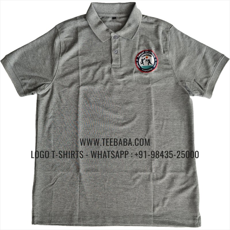 Logo Embroidery Collar Polo T-Shirt - 100% Polyester - 200 GSM Mars Quick Dry Fit Fabric - Light Grey Melange - TDH Trading