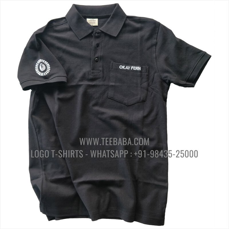 Logo Embroidery Collar Polo T-Shirt - Pocket - 100% Cotton - 240 GSM Thick Pique Airtex Fabric - Grey Melange - Okay Fern