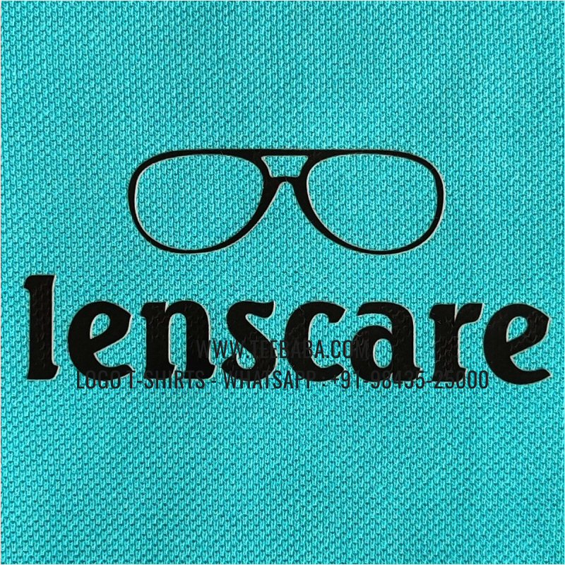 Logo Printed Collar Polo T-Shirt - 100% Cotton - 240 GSM Thick Pique Airtex Fabric - Aqua Blue - Lenscare