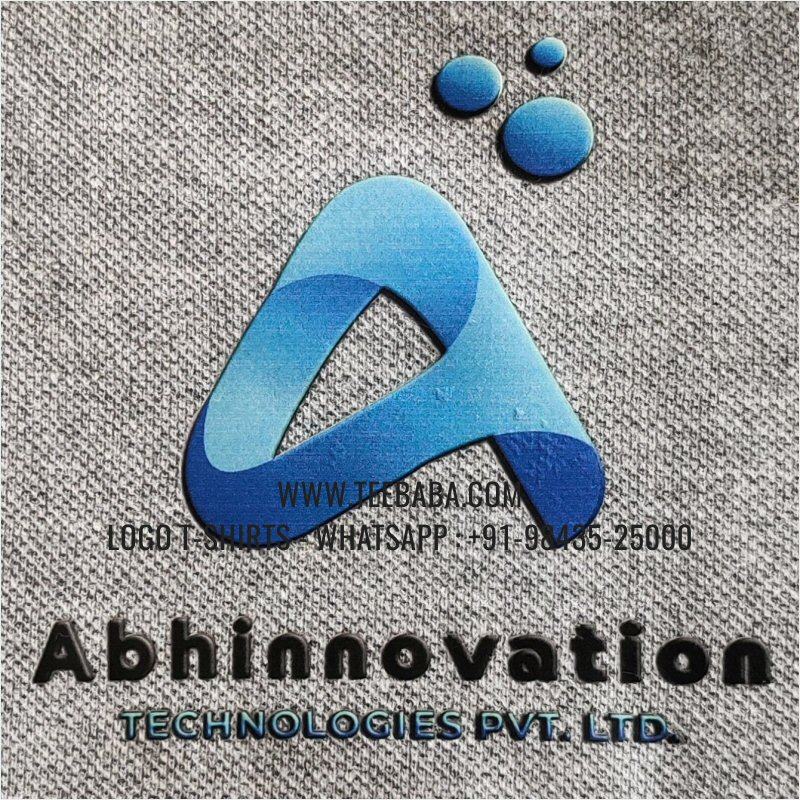 Logo Printed Collar Polo T-Shirt - 100% Cotton - 240 GSM Thick Pique Airtex Fabric - Grey Melange - Abhinnovation
