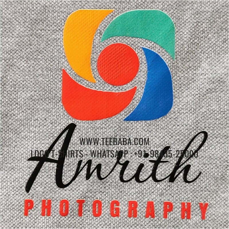 Logo Printed Collar Polo T-Shirt - 100% Cotton - 240 GSM Thick Pique Airtex Fabric - Grey Melange - Amrith Photography