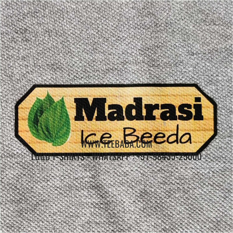 Logo Printed Collar Polo T-Shirt - 100% Cotton - 240 GSM Thick Pique Airtex Fabric - Grey Melange - Madras Ice Beeda