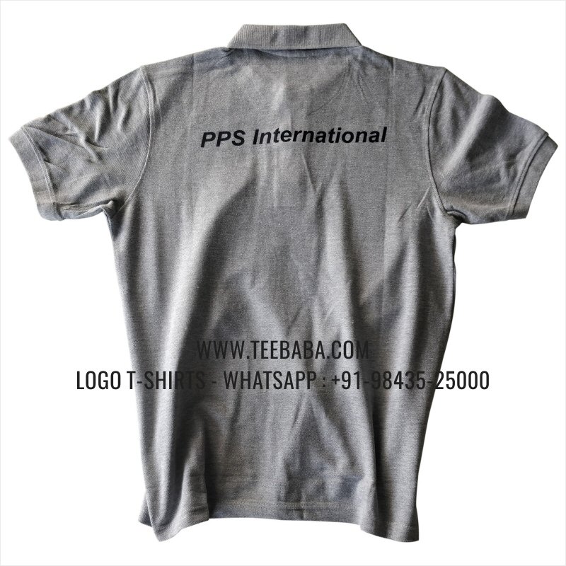 Logo Printed Collar Polo T-Shirt - 100% Cotton - 240 GSM Thick Pique Airtex Fabric - Grey Melange - PPS International