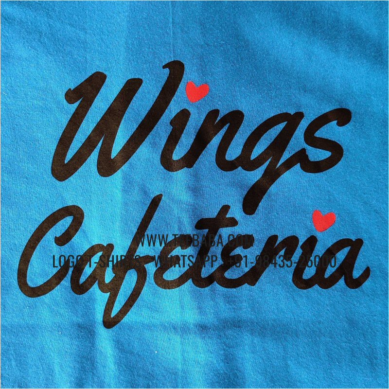 Logo Printed Collar Polo T-Shirt - 100% Cotton - 240 GSM Thick Pique Airtex Fabric - India Blue - Wings Cafetaria