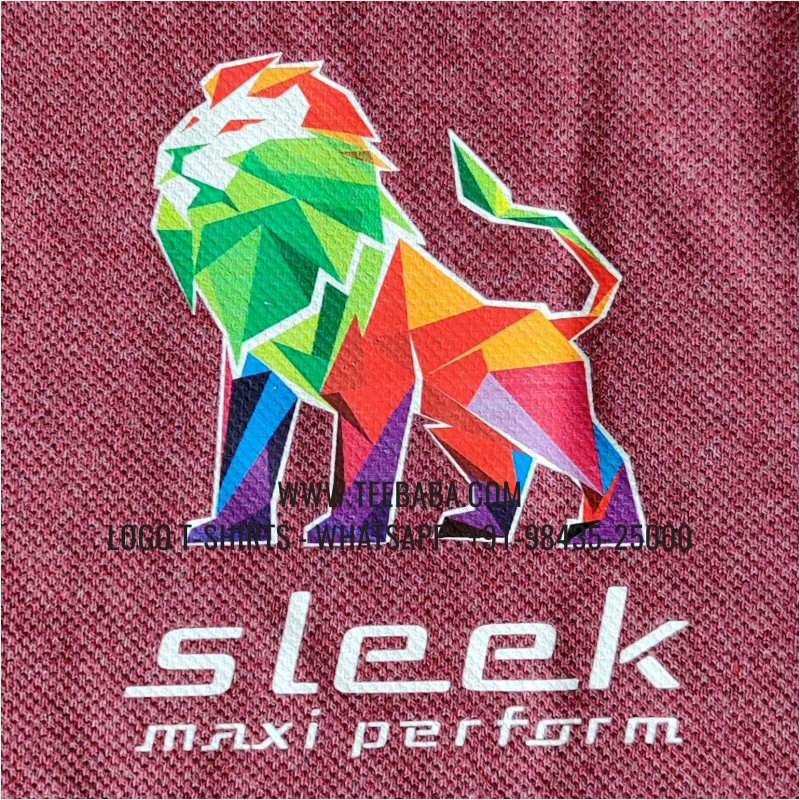 Logo Printed Collar Polo T-Shirt - 100% Cotton - 240 GSM Thick Pique Airtex Fabric - Maroon Melange - Sleek Lubricants