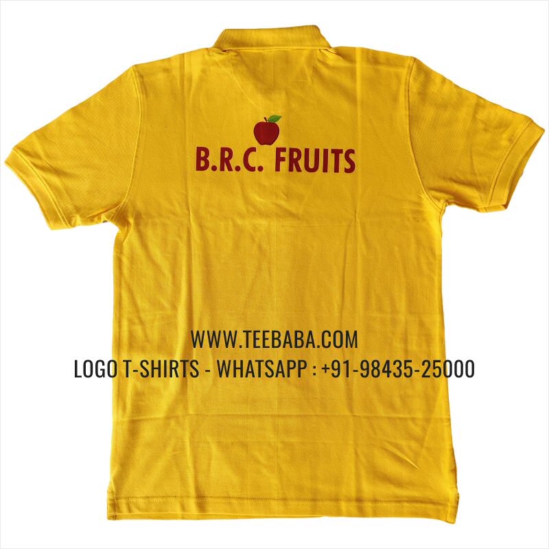 Logo Printed Collar Polo T-Shirt - 100% Cotton - 240 GSM Thick Pique Airtex Fabric - New Yellow - BRC Fruits