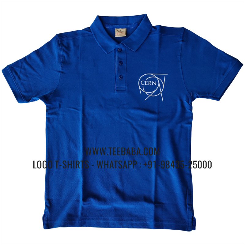 Logo Printed Collar Polo T-Shirt - 100% Cotton - 240 GSM Thick Pique Airtex Fabric - Royal Blue - CERN