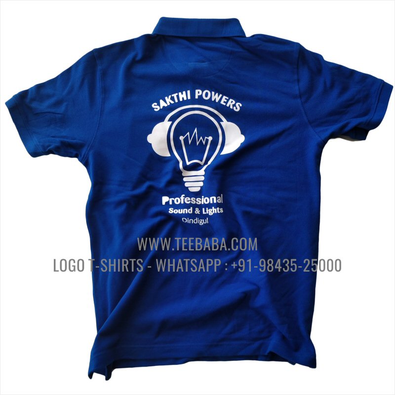 Logo Printed Collar Polo T-Shirt - 100% Cotton - 240 GSM Thick Pique Airtex Fabric - Royal Blue - Sakthi Power