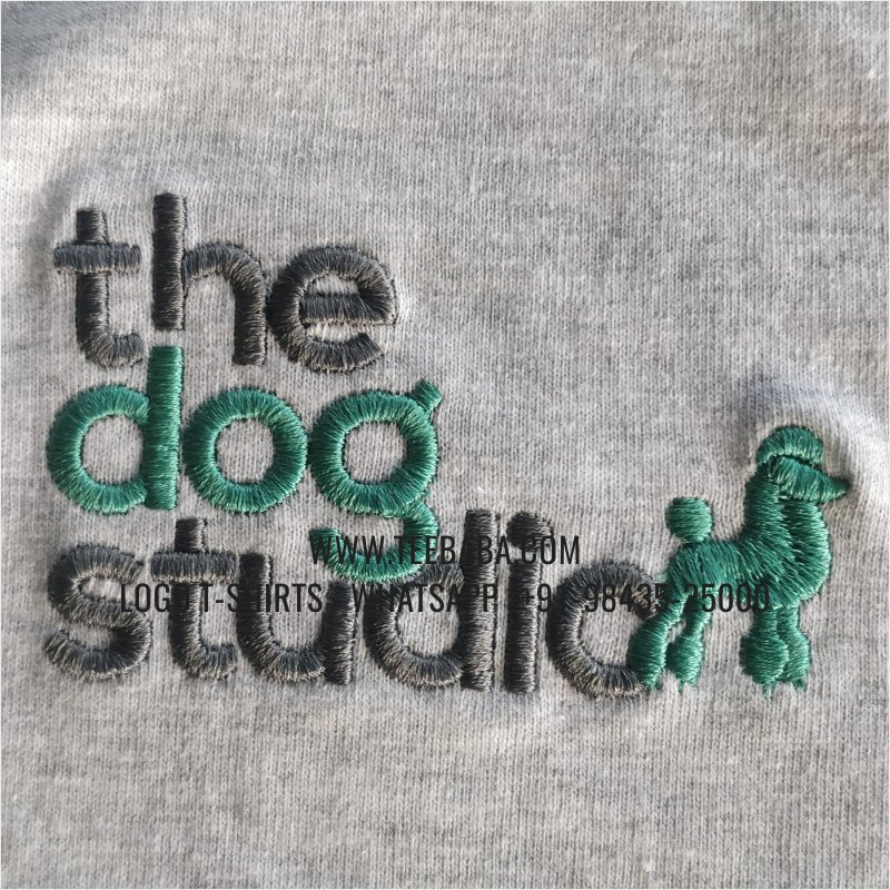 Round Neck T-Shirt - 100% Cotton - 180 GSM Bio Washed Fine Single Jersey Fabric - Logo Embroidery - White Melange - The Dog Studio