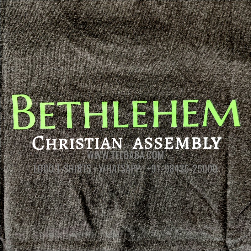 Round Neck T-Shirt - 100% Cotton - 180 GSM Bio Washed Fine Single Jersey Fabric - Logo Print - Bethlehem