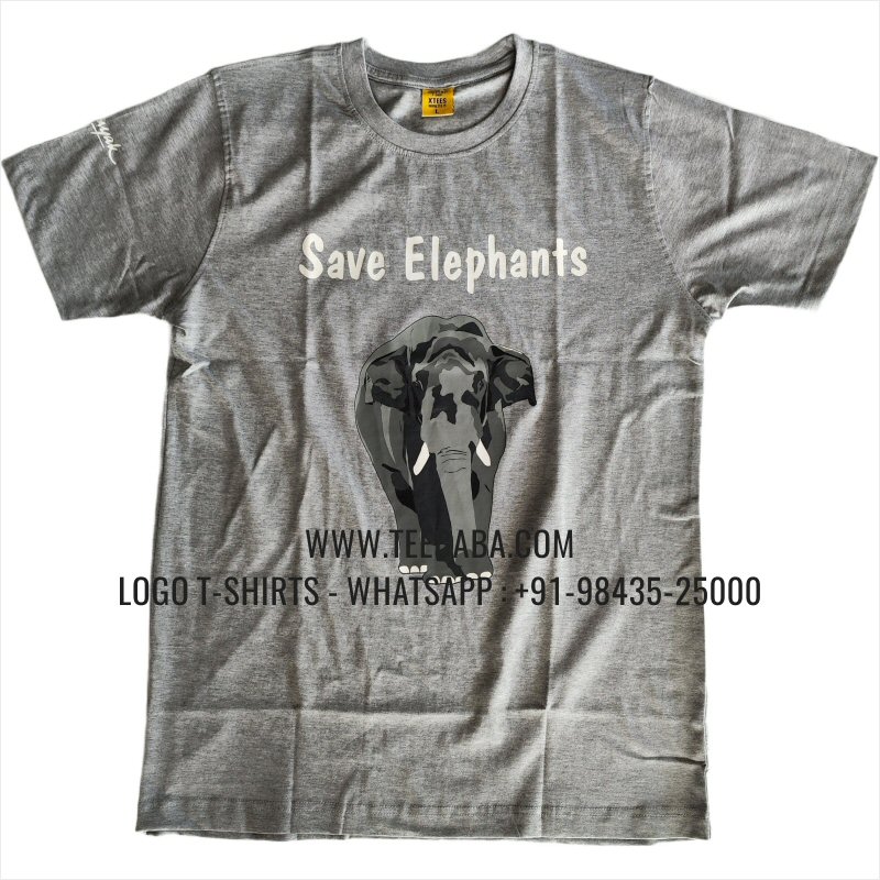 Round Neck T-Shirt - 100% Cotton - 180 GSM Bio Washed Fine Single Jersey Fabric - Logo Print - Bright Melange - Aaranyak