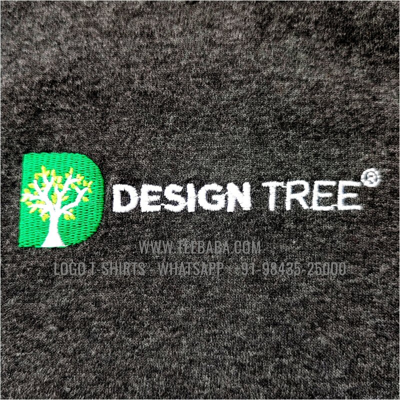 Round Neck T-Shirt - 100% Cotton - 180 GSM Bio Washed Fine Single Jersey Fabric - Logo Print - Charcoal Melange - Design Tree