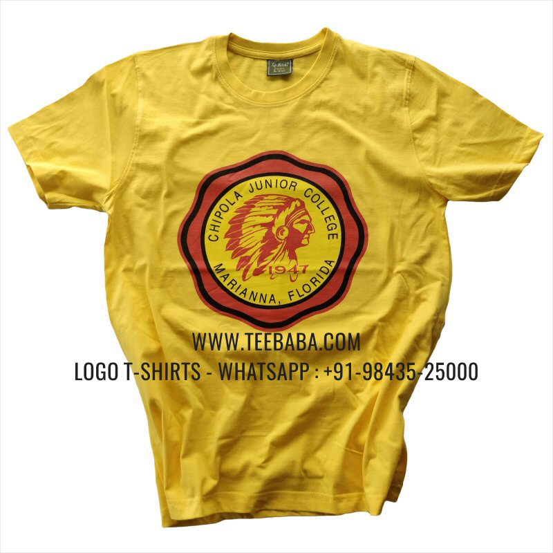 Round Neck T-Shirt - 100% Cotton - 180 GSM Bio Washed Fine Single Jersey Fabric - Logo Print - Light Yellow