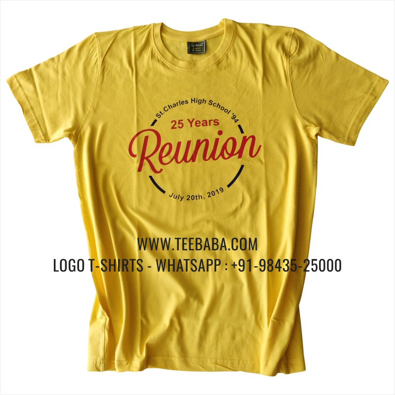 Round Neck T-Shirt - 100% Cotton - 180 GSM Bio Washed Fine Single Jersey Fabric - Logo Print - Light Yellow - St Charles Alumni
