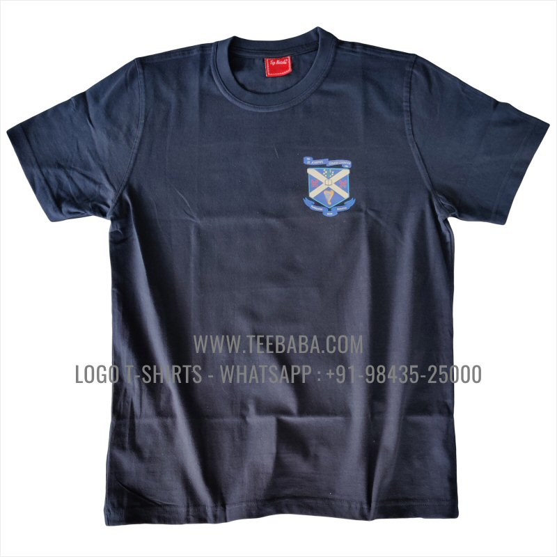 Round Neck T-Shirt - 100% Cotton - 180 GSM Bio Washed Fine Single Jersey Fabric - Logo Print - Navy - Josephite Alumni