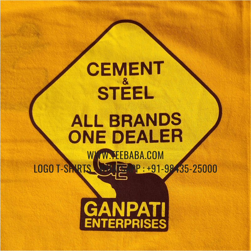 Round Neck T-Shirt - 100% Cotton - 180 GSM Bio Washed Fine Single Jersey Fabric - Logo Print - New Yellow - Ganpati Enterprises