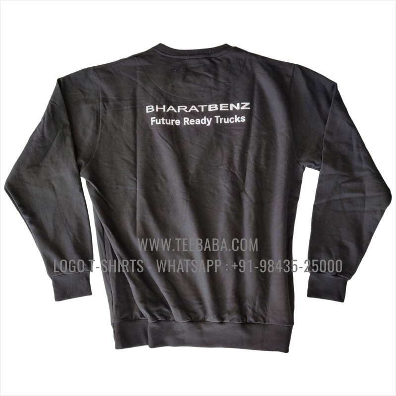 Sweatshirt - 100% Cotton - 300 GSM Fleece Fabric - Logo Digital Print - Black - Bharat Benz