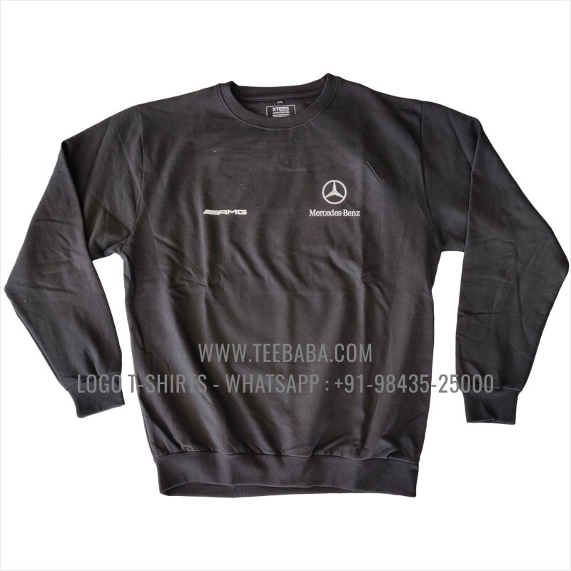 Sweatshirt - 100% Cotton - 300 GSM Fleece Fabric - Logo Digital Print - Black - Bharat Benz