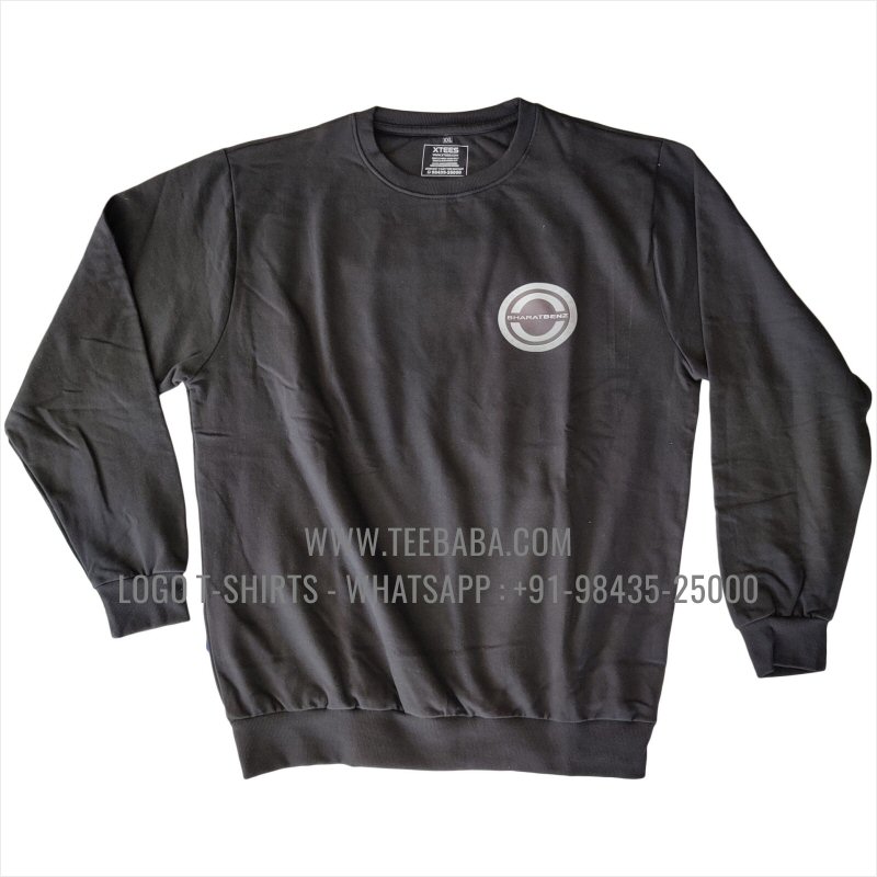 Sweatshirt - 100% Cotton - 300 GSM Fleece Fabric - Logo Digital Print - Black - Bharat Benz