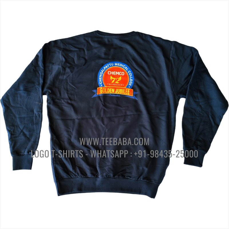 Sweatshirt - 100% Cotton - 300 GSM Fleece Fabric - Logo Digital Print - Navy - Chemco 72