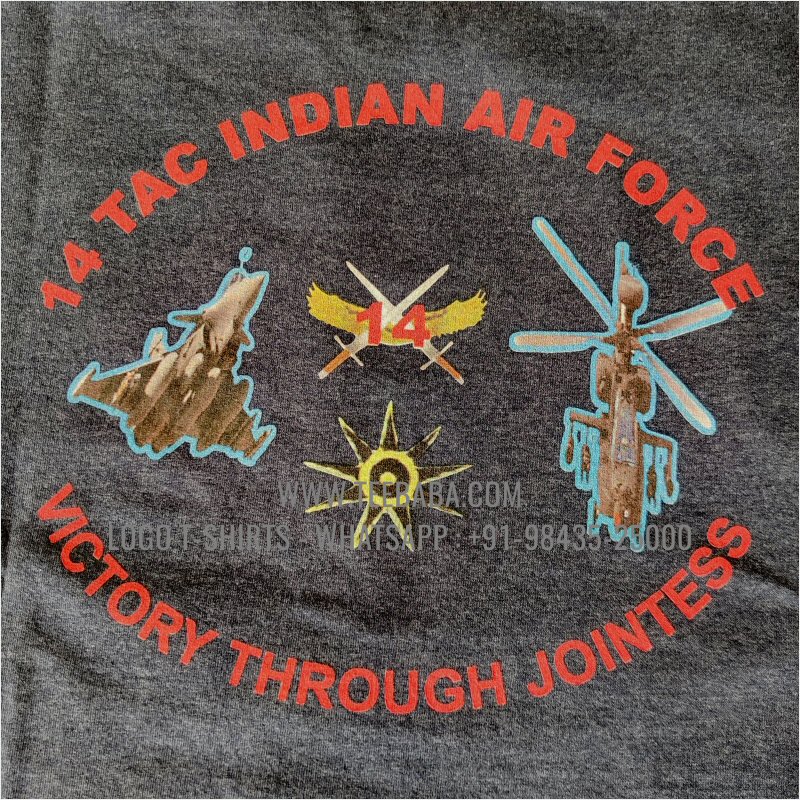 Sweatshirt - 100% Cotton - 300 GSM Fleece Fabric - Logo Digital Print - Navy Melange - Indian Air Force