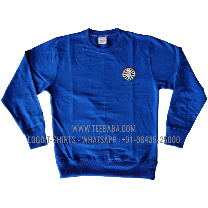 Sweatshirt - 100% Cotton - 300 GSM Fleece Fabric - Logo Embroidery - Royal Blue - Round Table India