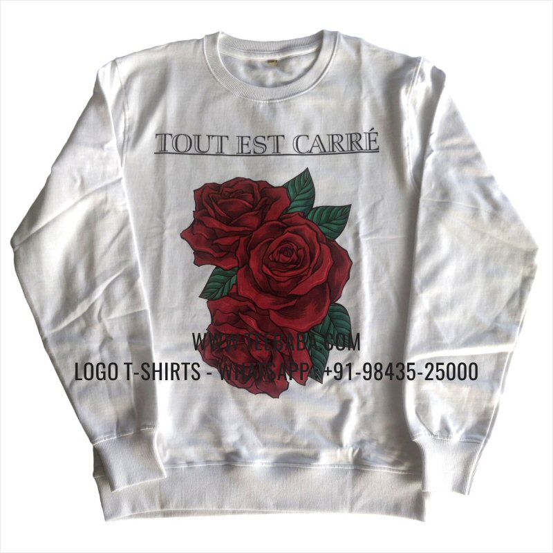 Sweatshirt - 100% Cotton - 300 GSM Fleece Fabric - Logo Print - White - Tout Est Carre