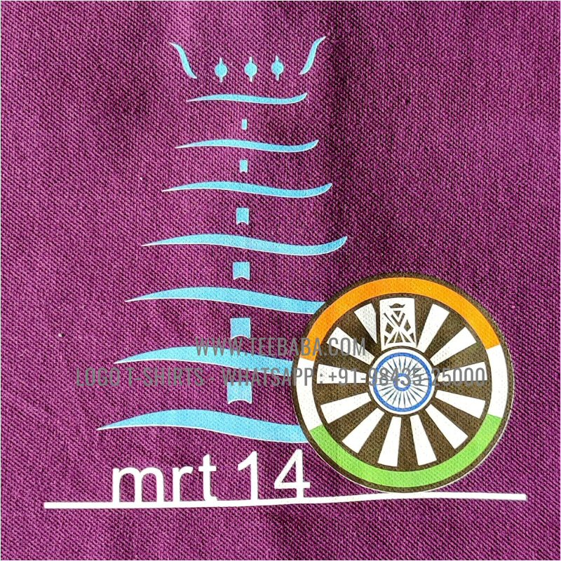 Tipping Collar Polo T-Shirt - 100% Cotton - 240 GSM Thick Pique Airtex Fabric - Logo Digital Print - Purple - Round Table India MRT14