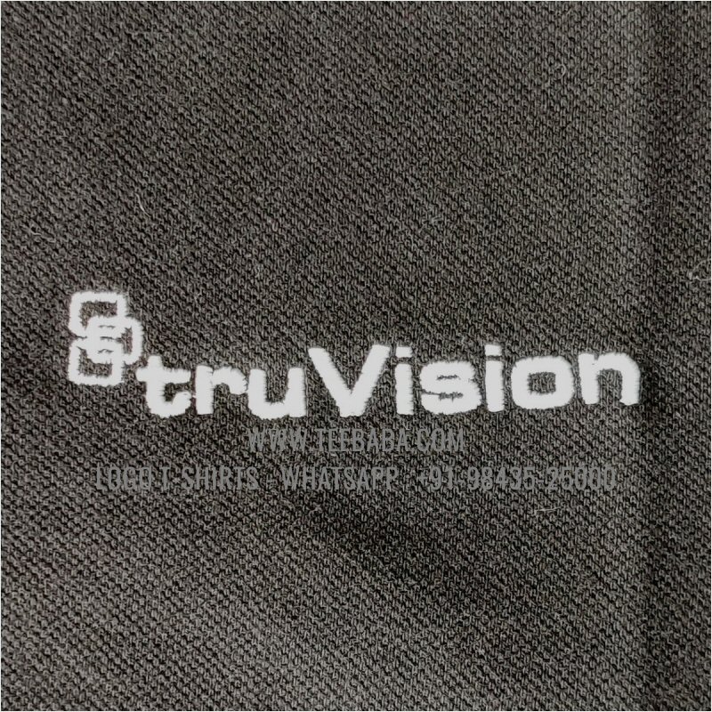 Tipping Collar Polo T-Shirt - 100% Cotton - 240 GSM Thick Pique Airtex Fabric - Logo Embroidery - Black - Tru Vision