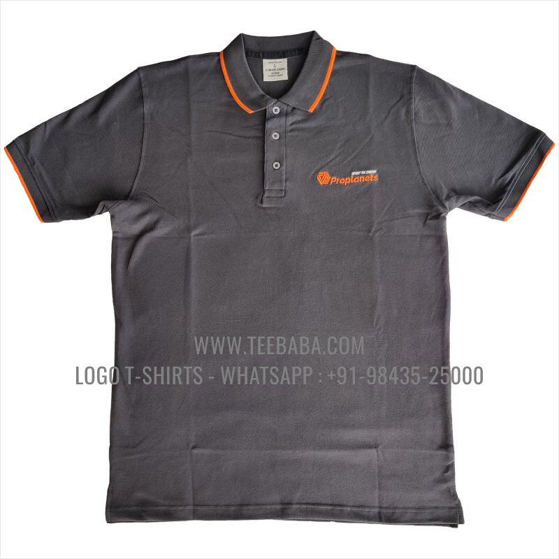 Tipping Collar Polo T-Shirt - 100% Cotton - 240 GSM Thick Pique Airtex Fabric - Logo Embroidery - Dark Grey - St Patricks