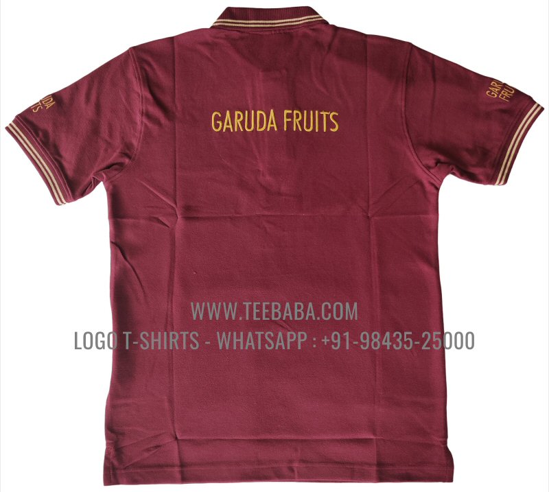 Tipping Collar Polo T-Shirt - 100% Cotton - 240 GSM Thick Pique Airtex Fabric - Logo Embroidery - Dark Maroon - VMB Fruits Exports