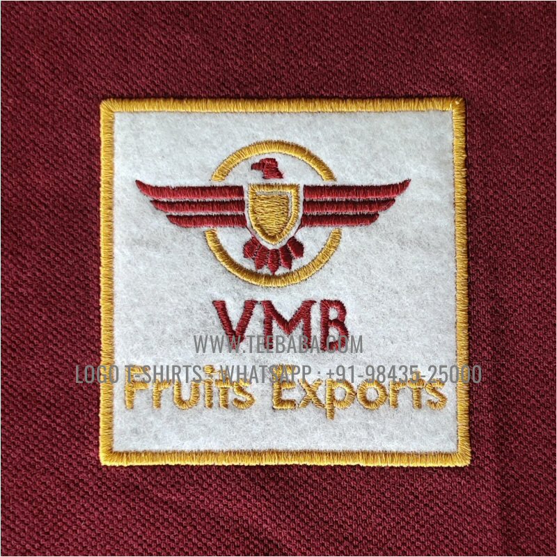 Tipping Collar Polo T-Shirt - 100% Cotton - 240 GSM Thick Pique Airtex Fabric - Logo Embroidery - Dark Maroon - VMB Fruits Exports