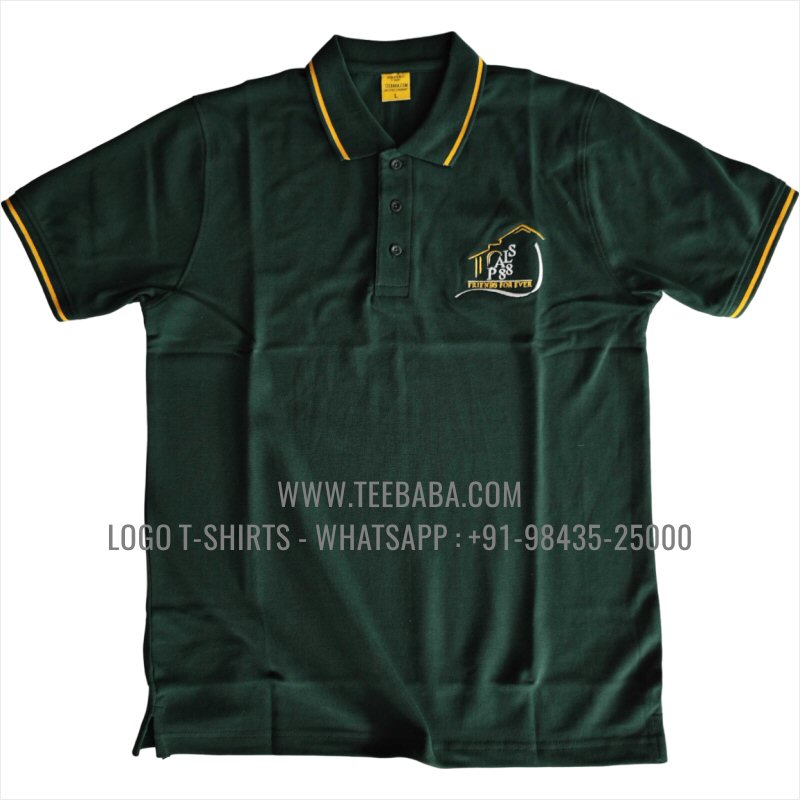 Tipping Collar Polo T-Shirt - 100% Cotton - 240 GSM Thick Pique Airtex Fabric - Logo Embroidery - Forest Green - Alumni