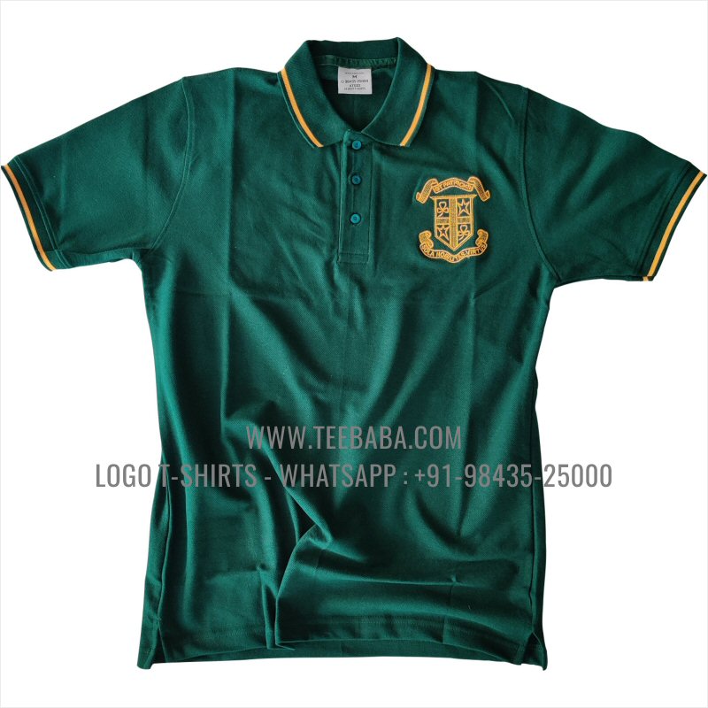 Tipping Collar Polo T-Shirt - 100% Cotton - 240 GSM Thick Pique Airtex Fabric - Logo Embroidery - Forest Green - St Patricks