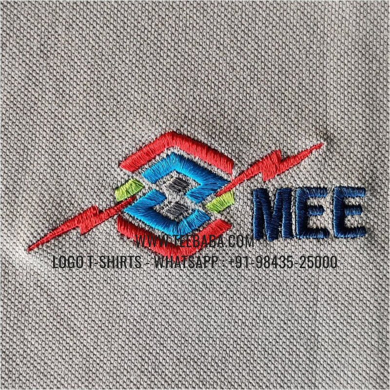 Tipping Collar Polo T-Shirt - 100% Cotton - 240 GSM Thick Pique Airtex Fabric - Logo Embroidery - Light Grey - MEE Mech Engineers