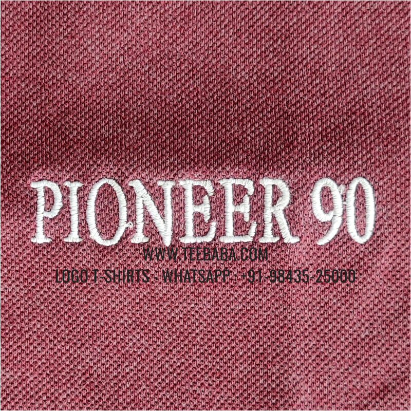 Tipping Collar Polo T-Shirt - 100% Cotton - 240 GSM Thick Pique Airtex Fabric - Logo Embroidery - Maroon Melange - Pioneer 90 Alumni