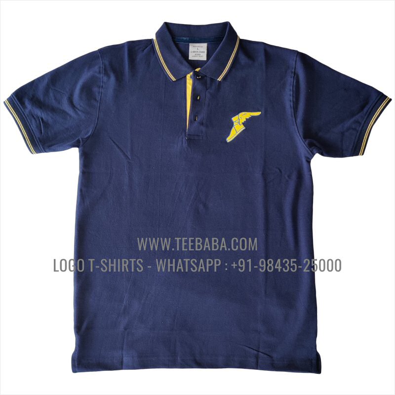 Tipping Collar Polo T-Shirt - 100% Cotton - 240 GSM Thick Pique Airtex Fabric - Logo Embroidery - Navy - Good Year