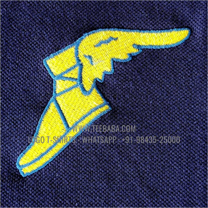 Tipping Collar Polo T-Shirt - 100% Cotton - 240 GSM Thick Pique Airtex Fabric - Logo Embroidery - Navy - Good Year